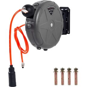 Retractable Air Hose Reel - 3/8" x 30ft Flex Hybrid Air Hose Max 120PSI, Air Compressor Hose Reel with 3.2" Lead in, Quick Connect, Mounted 180° Swivel for Efficient Use in Workshops and Garages