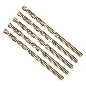 METALLIXITY Drill Bit (#8) 5Pcs, 4341 High-Speed Steel Straight Shank 135° Gold Finish for Copper Aluminum Wood Plastic Medium Hard Metal