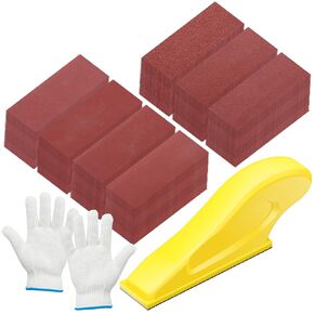 Micro Detail Sander Paper Kit, 3.5"x1" Mini Sand, Hand Sanding Block for Small Projects,140 Pcs Grit 80-600 Wet Dry Hook&Loop Sandpaper for Wood DIY Crafts, Tight Narrow Space Sanding Metal Polishing