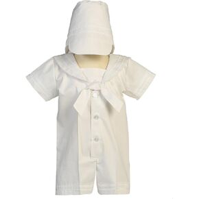Swea Pea & Lilli White Sailor Poly-Cotton Outfit for Christening Baptism and Special Occasion