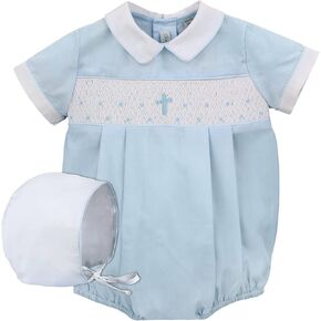 Boys Baptism and Christening Hand Smocked Cross Romper