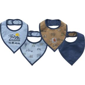 Carhartt Baby Unisex Accessories Farm Print 2-Piece Bib Set, Dark Denim, One Size