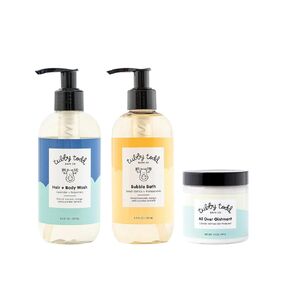 Tubby Todd Essentials مجموعة هدايا حمام الطفل - 8.5 أوقية شعر+غسل الجسم ، وحمام الفقاعة 8.5 أوقية و 3.5 أوقية في جميع أنحاء مرهم