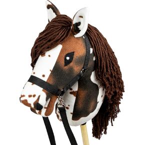 Hobby Horse - Brown Check, Large Horse with Halter & Reins