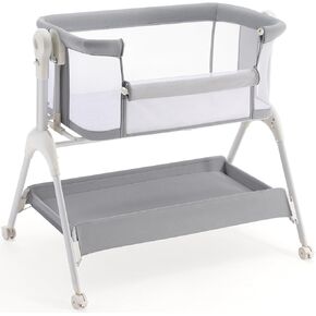 HARPPA Cuddly Baby Bassinet Bedside Sleeper, 3 in 1 Rocking Bassinet with Mattress and Soft Sheet, Full Mesh Sides, 5 Height Adjustable with Wheels for Newborns