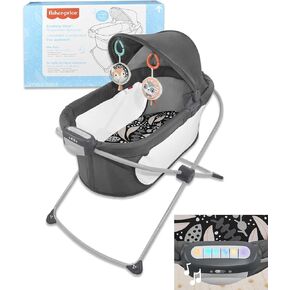 Fisher-Price Baby Crib Soothing View Bassinet - Portable Bassinet for Baby Foldable with Projection Lights for Babies, Newborns, Infants | Folding Baby Cradle for Travel, Bedside