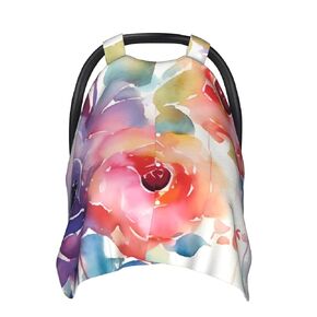 Watercolor Floral Baby Car Seat Canopy Cover, Multi Use Breathable Nursing Breastfeeding Covers for Mom Soft Stroller Sun Shade Newborn Shower Gift