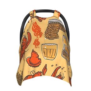 Beer and Crawfish Pattern Baby Car Seat Canopy Cover, Multi Use Breathable Nursing Breastfeeding Covers for Mom Soft Stroller Sun Shade Newborn Shower Gift