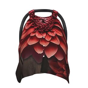Flower Red Dahlia Baby Car Seat Canopy Cover, Multi Use Breathable Nursing Breastfeeding Covers for Mom Soft Stroller Sun Shade Newborn Shower Gift