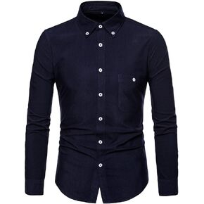 Maiyifu-GJ Men's Corduroy Shirt Casual Long Sleeve Button Down Shirts Lightweight Fall Slim Fit Warm Shirt with Pocket