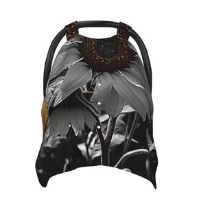 Black and White Sunflowers Baby Car Seat Canopy Cover, Multi Use Breathable Nursing Breastfeeding Covers for Mom Soft Stroller Sun Shade Newborn Shower Gift