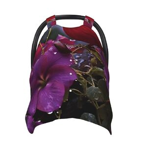 Purple Morning Glory Baby Car Seat Canopy Cover, Multi Use Breathable Nursing Breastfeeding Covers for Mom Soft Stroller Sun Shade Newborn Shower Gift