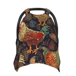 Chicken Print Baby Car Seat Canopy Cover, Multi Use Breathable Nursing Breastfeeding Covers for Mom Soft Stroller Sun Shade Newborn Shower Gift