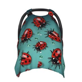 Red Ladybugs Baby Car Seat Canopy Cover, Multi Use Breathable Nursing Breastfeeding Covers for Mom Soft Stroller Sun Shade Newborn Shower Gift