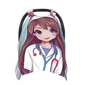Cute Nurse Baby Car Seat Canopy Cover, Multi Use Breathable Nursing Breastfeeding Covers for Mom Soft Stroller Sun Shade Newborn Shower Gift