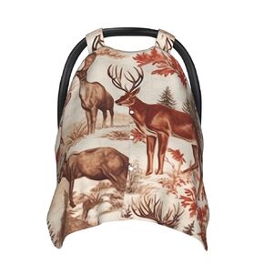 Animal Wilderness Bear Deer Baby Car Seat Canopy Cover, Multi Use Breathable Nursing Breastfeeding Covers for Mom Soft Stroller Sun Shade Newborn Shower Gift
