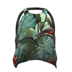 Tropical Plants Baby Car Seat Canopy Cover, Multi Use Breathable Nursing Breastfeeding Covers for Mom Soft Stroller Sun Shade Newborn Shower Gift