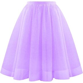Women's Lightweight Elastic Ruffle Midi Skirt Party A-Line Elegant Tutu Skirt Underskirts for Cosplay Tulle Petticoat