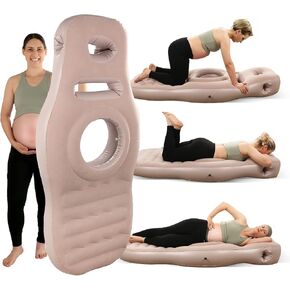 Inflatable Full Body Pregnancy Pillow, Full Body Maternity Airbed with Belly Hole for Comfort – Best Prone Sleeping Support for Pregnant Women, Includes Electric Air Pump, Pink