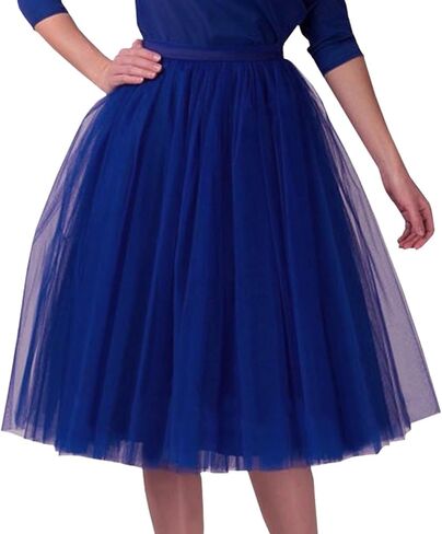 Womens Underskirts for Cosplay Elastic Ruffle Tutu Skirt Party Tulle Elegant Midi Skirt Lightweight A-Line Petticoat in Saudi Arabia