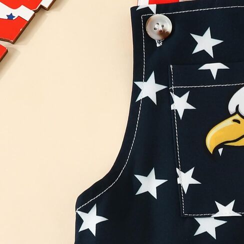 Toddler Baby Boy Girl 4th Of July Outfit Star Stripe Overalls Suspender Shorts Bib Pants Jumpsuit Kids Summer Clothes in Saudi Arabia
