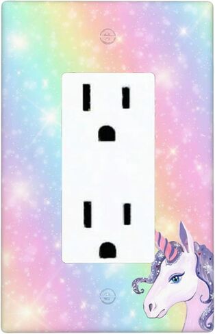 Unicorn Rainbow Cute Decorator Light Switch or Receptacle Outlet Wall Plate Cartoon Single Rocker Wallplate Size 1-Gang 4.50" x 2.76" in Saudi Arabia