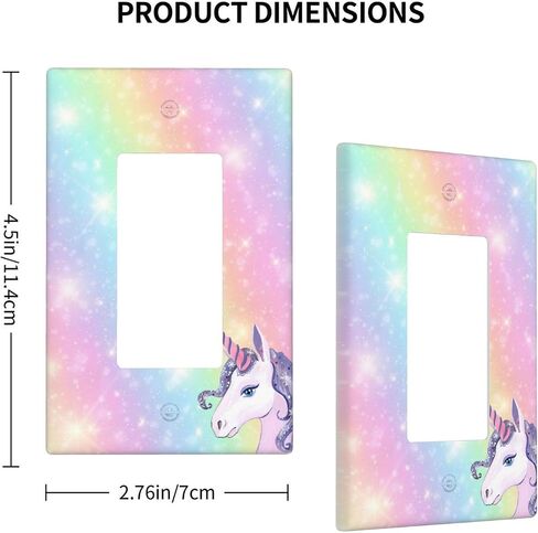 Unicorn Rainbow Cute Decorator Light Switch or Receptacle Outlet Wall Plate Cartoon Single Rocker Wallplate Size 1-Gang 4.50" x 2.76" in Saudi Arabia