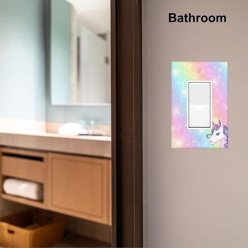 Unicorn Rainbow Cute Decorator Light Switch or Receptacle Outlet Wall Plate Cartoon Single Rocker Wallplate Size 1-Gang 4.50" x 2.76" in Saudi Arabia