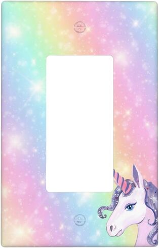 Unicorn Rainbow Cute Decorator Light Switch or Receptacle Outlet Wall Plate Cartoon Single Rocker Wallplate Size 1-Gang 4.50" x 2.76" in Saudi Arabia