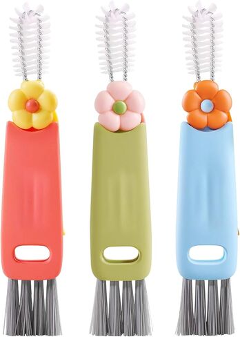 Upgraded 3 in 1 Cup Lid Cleaning Brush, 2024 New Multifunctional Lid Cleaner Brush, Portable Crevice Cleaning Brush Set for Baby Bottle Gap Tight Spaces in Saudi Arabia