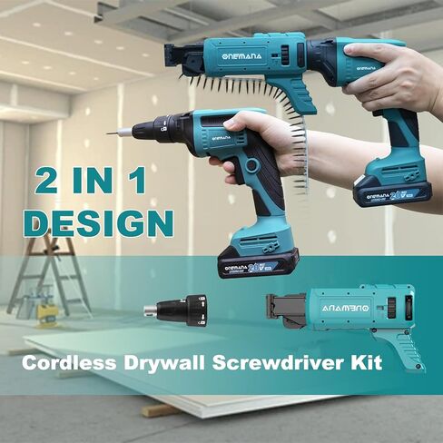 20V MAX Brushless Cordless Drywall Screw Gun Kit,Batteries & Charger 4200RPM Auto-Feed Screwgun with Depth Adjustment Includes Collated Attachment, Tool Bag & LED Light in Kuwait