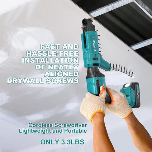 20V MAX Brushless Cordless Drywall Screw Gun Kit,Batteries & Charger 4200RPM Auto-Feed Screwgun with Depth Adjustment Includes Collated Attachment, Tool Bag & LED Light in Kuwait