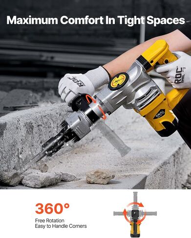 VEVOR Demolition Jack Hammer, 1400W Electric Jackhammer Heavy Duty, 2900 BPM Jack Hammer Concrete Breaker, with 1 Point Chisel, 1 Flat Chisel, Storage Case, Gloves and Goggles, for Demolition in Saudi Arabia