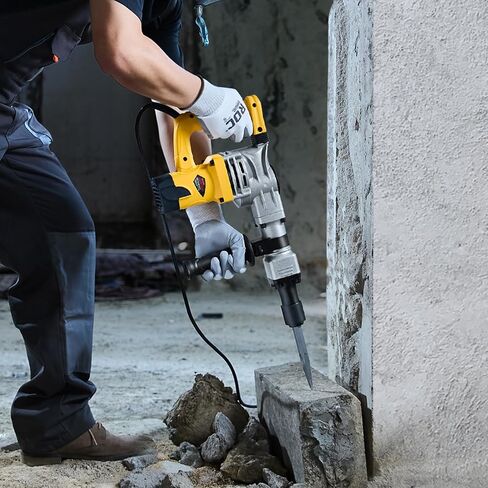 VEVOR Demolition Jack Hammer, 1400W Electric Jackhammer Heavy Duty, 2900 BPM Jack Hammer Concrete Breaker, with 1 Point Chisel, 1 Flat Chisel, Storage Case, Gloves and Goggles, for Demolition in Saudi Arabia