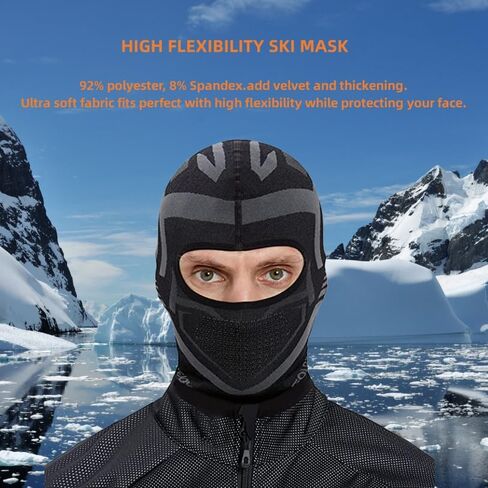 Zsling Ski Mask, Balaclava Winter Full Face Mask for Men and Women Cold Weather Gear -Skiing, Snowboarding, Motorcycle Riding Running Black in Kuwait