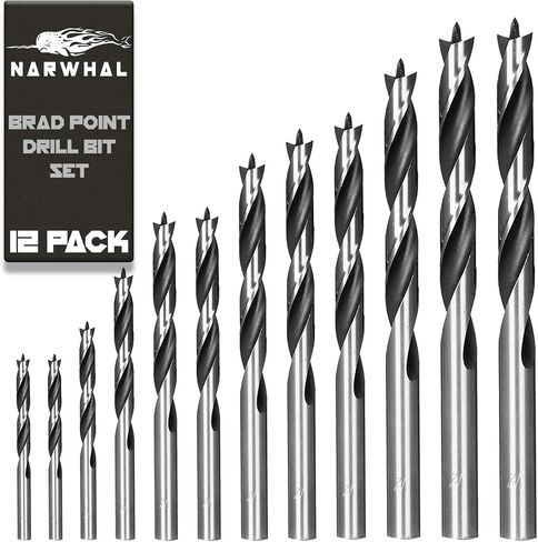 Brad Point Wood Drill Bit Set (12 Pack with Storage Case - 1/8" to 1/2") Carpenters Quality - Woodworking Bits for All Types of Woods in Saudi Arabia