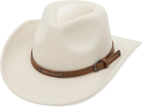 قبعة رعاة البقر من GEMVIE للرجال والنساء كلاسيكية قابلة للسحق بحافة رعاة البقر وإبزيم حزام رعاة البقر الغربي وقبعة راعية البقر in Kuwait