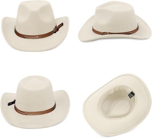 قبعة رعاة البقر من GEMVIE للرجال والنساء كلاسيكية قابلة للسحق بحافة رعاة البقر وإبزيم حزام رعاة البقر الغربي وقبعة راعية البقر in Kuwait