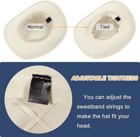 قبعة رعاة البقر من GEMVIE للرجال والنساء كلاسيكية قابلة للسحق بحافة رعاة البقر وإبزيم حزام رعاة البقر الغربي وقبعة راعية البقر in Kuwait