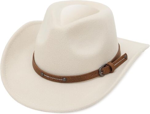قبعة رعاة البقر من GEMVIE للرجال والنساء كلاسيكية قابلة للسحق بحافة رعاة البقر وإبزيم حزام رعاة البقر الغربي وقبعة راعية البقر in Kuwait