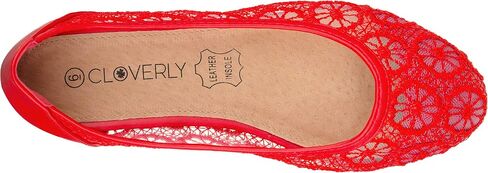 CLOVERLAY Women's Ballet Shoe Floral Breathable Crochet Lace Ballet Flats (10, White) in Saudi Arabia