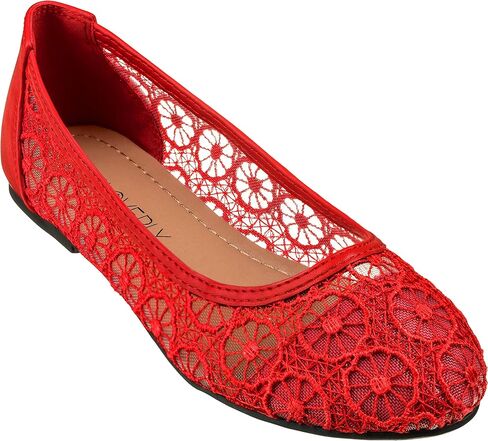 CLOVERLAY Women's Ballet Shoe Floral Breathable Crochet Lace Ballet Flats (10, White) in Saudi Arabia