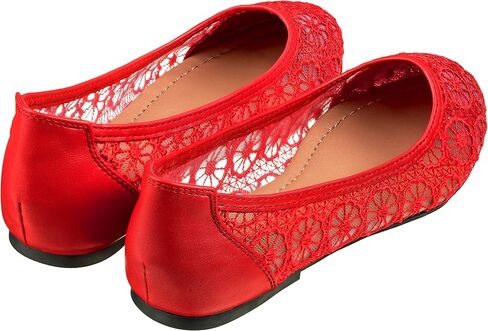 CLOVERLAY Women's Ballet Shoe Floral Breathable Crochet Lace Ballet Flats (10, White) in Saudi Arabia