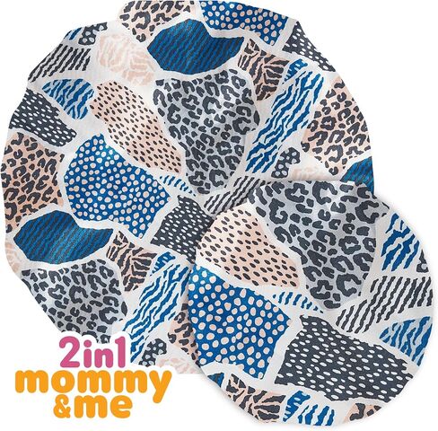 Red by Kiss 2-in-1 Mommy & Me Satin Bonnet Sleep Cap for Adult and Babies, Soft, Stretchy, and Safe, Protects Fragile Hair from Frizz & Breakage, Friction Bald Spots (Animal Prints, 6-18M) in Saudi Arabia