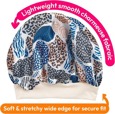 Red by Kiss 2-in-1 Mommy & Me Satin Bonnet Sleep Cap for Adult and Babies, Soft, Stretchy, and Safe, Protects Fragile Hair from Frizz & Breakage, Friction Bald Spots (Animal Prints, 6-18M) in Saudi Arabia