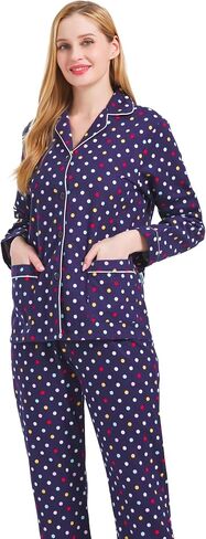 GLOBAL Comfy Pajamas for Women 2-Piece Warm and Cozy Flannel Pj Set of Loungewear Button Front Top Pants in Saudi Arabia