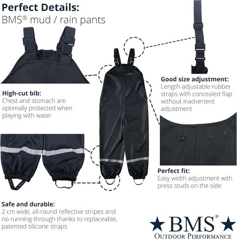 BMS® rain Pants for Children, mud Pants, 100% Waterproof, Skin-Friendly and softskin, Oeko-Tex, Durable for Girls and Boys in Saudi Arabia