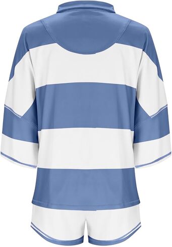 Women Striped Workout Set Oversized Matching Lounge Sets Quarter Zip Shirt and Shorts Going Out Top and Shorts in Saudi Arabia