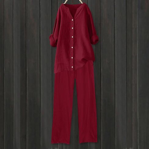 Linen Set For Women 2 Piece Summer Outfits Plus Size Short Sleeve Graphic Tees Capri Pants Lounge Matching Sets in Saudi Arabia
