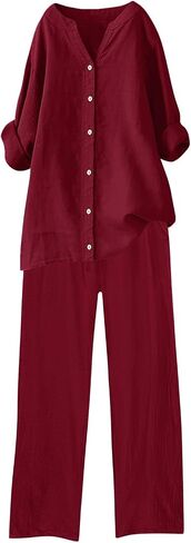 Linen Set For Women 2 Piece Summer Outfits Plus Size Short Sleeve Graphic Tees Capri Pants Lounge Matching Sets in Saudi Arabia
